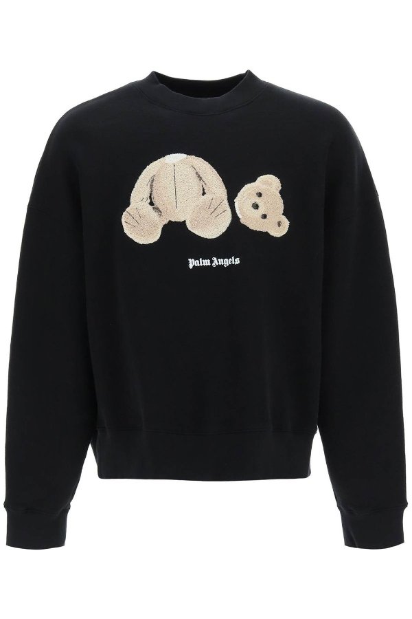 Bear Motif Long-Sleeved Sweatshirt
