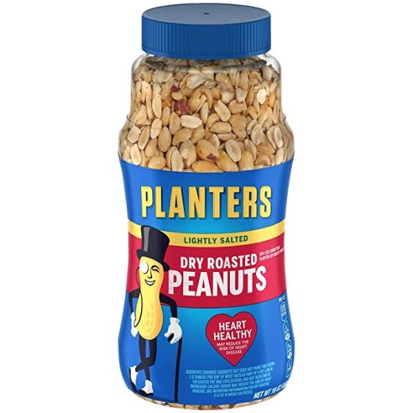 Lightly Salted Dry Roasted Peanuts, 16 oz. Resealable Jars (Pack of 6) - Peanut Snack - Great Movie Snack, Active Lifestyle Snack and Party Size Snack - Protein Snack - Kosher Peanuts