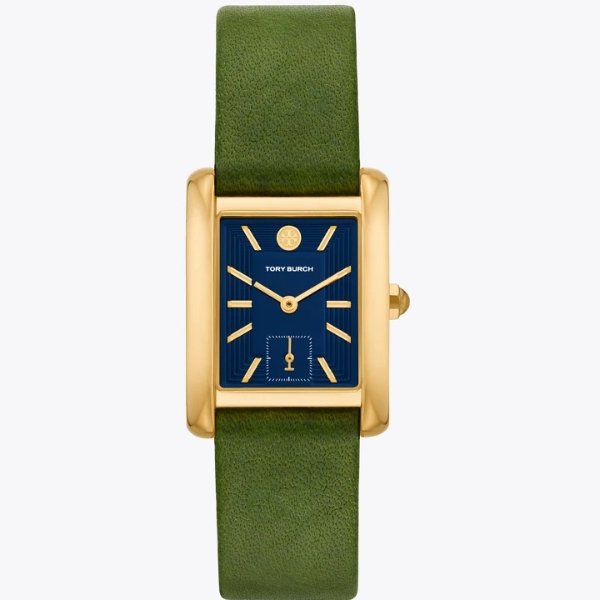 Eleanor Watch, Green Leather/Gold-Tone Stainless Steel, 25 x 36 MMSession is about to end