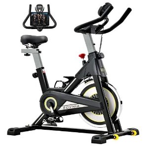 Sovnia Exercise Bike, Stationary Bikes, Fitness Bike with iPad Holder, LCD Monitor and Comfortable Seat Cushion, Whisper Quiet Indoor Cycling Bikes Perfect for Home Gym Workout (black)