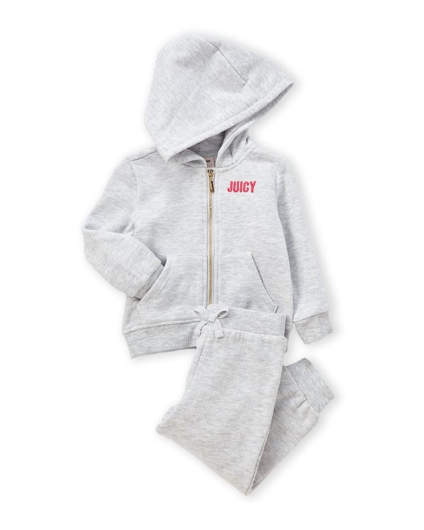 (Infant Girls) Grey Two-Piece Sequin Hoodie & Jogger Sweatpants Set