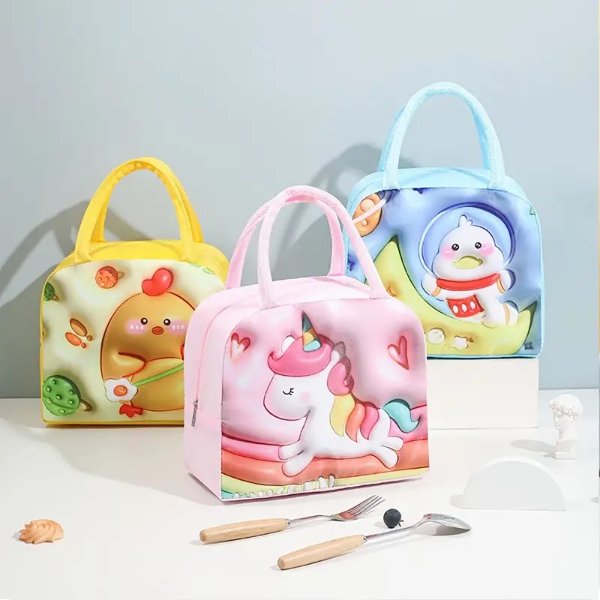 1pc Girl's Portable Lunch Bag, Cute Lunch Bag, 3D Pattern Insulation Bag, Ideal choice for Gifts