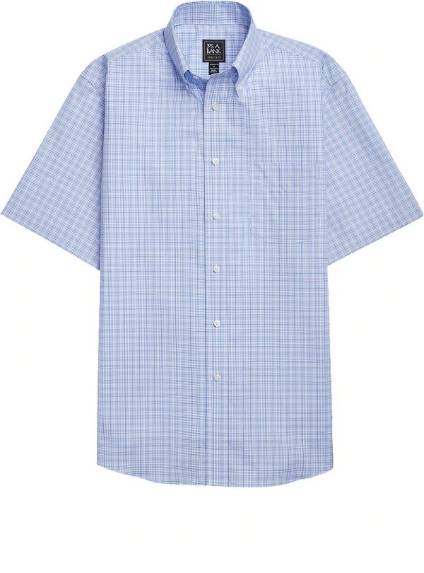 Traveler Collection Tailored Fit Short-Sleeve Button-Down Collar Plaid Sportshirt CLEARANCE - $14 Sportshirts | Jos A Bank