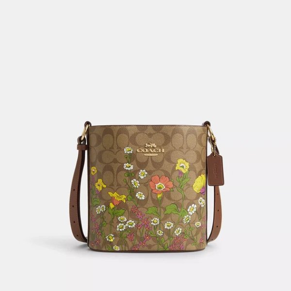 sophie bucket bag in signature canvas with floral print