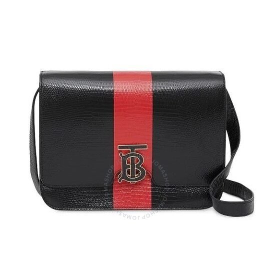 Ladies Embossed Leather TB Bag-Black