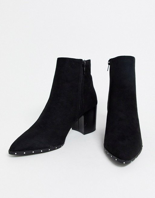 studded rand heeled boot in black | ASOS