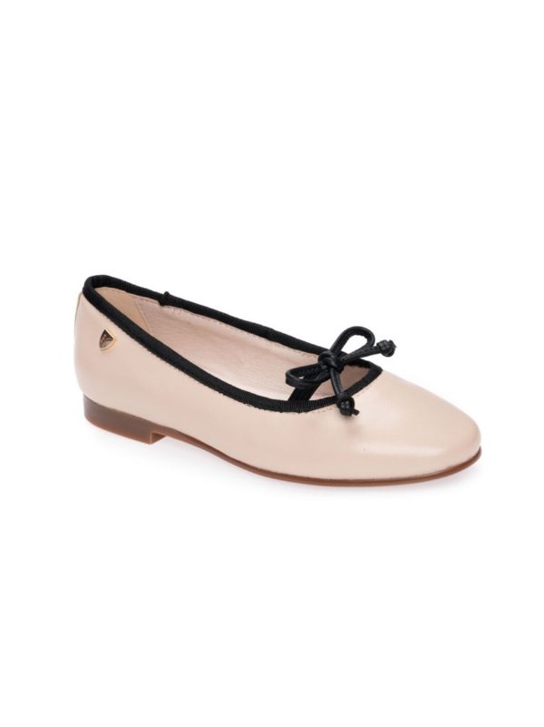 Little Girl's & Girl's Flora Leather Bow-Accent Ballet Flats
