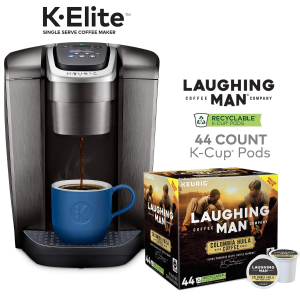 Keurig K-Elite, Brushed Slate Single Serve Coffee Maker and Laughing Man Colombia Huila K-Cup Pods @ Amazon.com