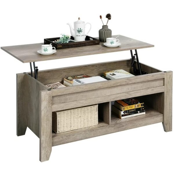 Lift Top Coffee Table w/Hidden Storage Compartment Open Shelf for Living Room,Gray