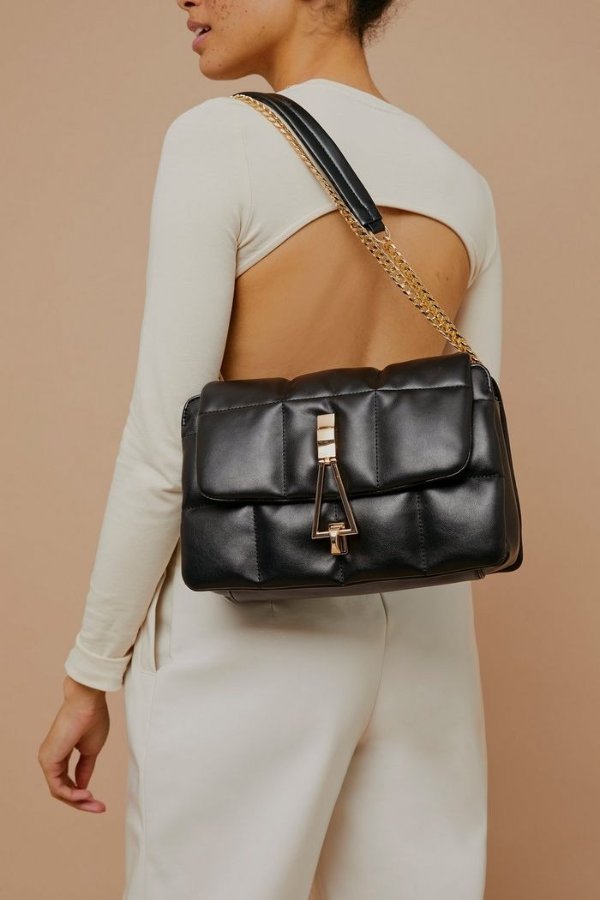 Black Large Soft Triangle Shoulder Bag