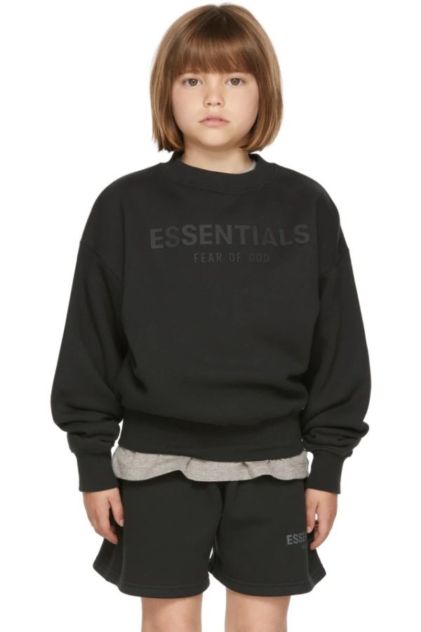 Kids Black Fleece Pullover Sweatshirt