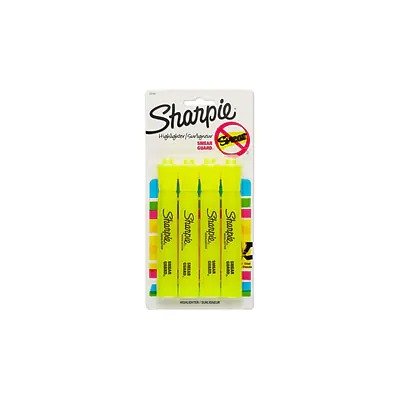 Tank Highlighter, Chisel Tip, Fluorescent Yellow, 4/Pack (25164)