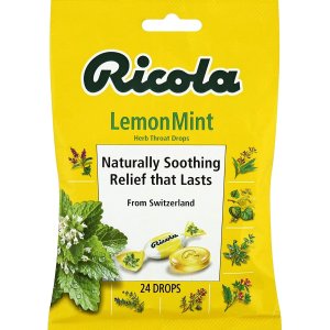 Ricola Lemon Mint Herbal Cough Suppressant Throat Drops, 24ct Bag