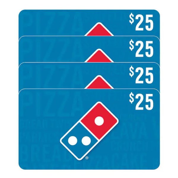 Domino's Four Restaurant $25 E-Gift Cards