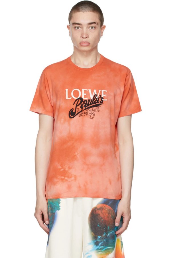Orange Paula's Ibiza Tie-Dye Logo T-Shirt