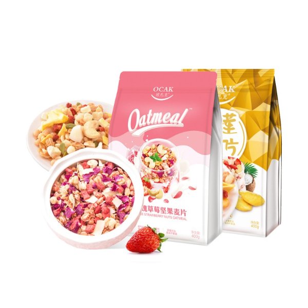 【Value Set】OCAK Oatmeal Rose Strawberry Nuts*1 Durian Nuts*1