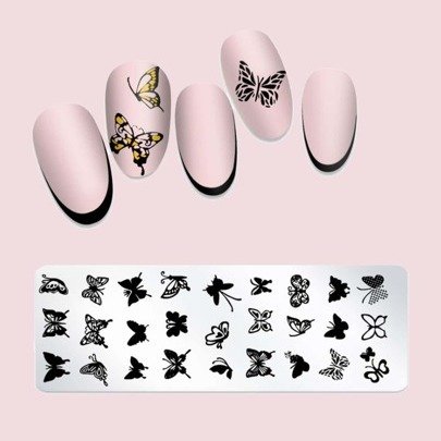 1pc Butterfly Pattern Nail Art Template Plate