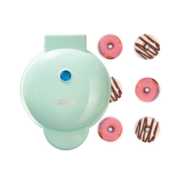 Dash Express Mini Donut Maker for Kid-Friendly Breakfast, Snacks, & Desserts with Non-Stick Surface, Makes 7 Doughnuts - Aqua