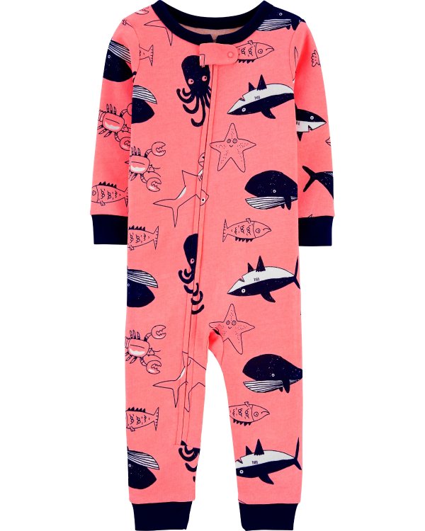 1-Piece Whale Snug Fit Cotton Footless PJs1-Piece Whale Snug Fit Cotton Footless PJs