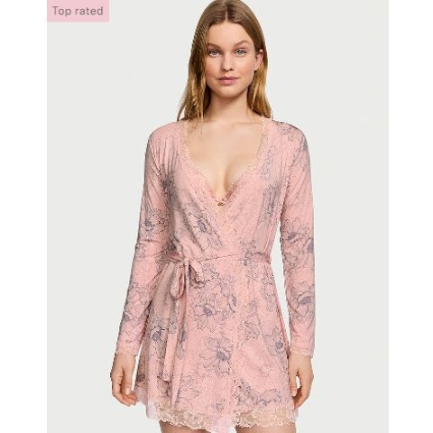 Modal Lace-Trim浴袍式睡衣