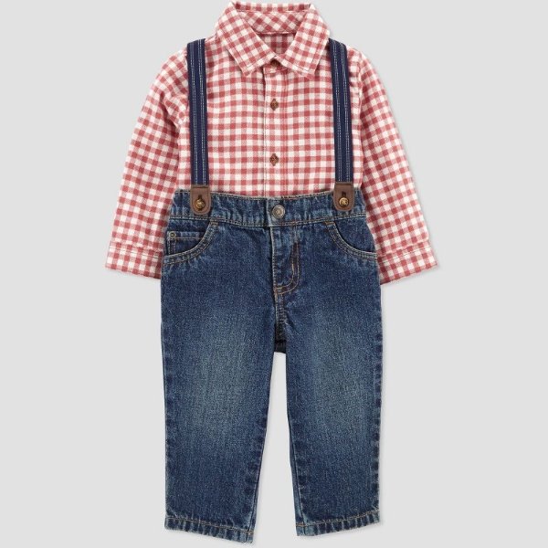 Just One You® Baby Boys' Plaid Top & Bottom Set - Red