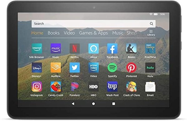 All-new Fire HD 8 tablet, 8" HD display, 32 GB, designed for portable entertainment, Black