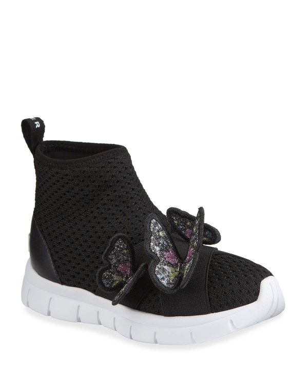 Girl's Riva Mid-Top Knit Sneakers w/ 3D Butterflies, Baby/Toddler/Kids