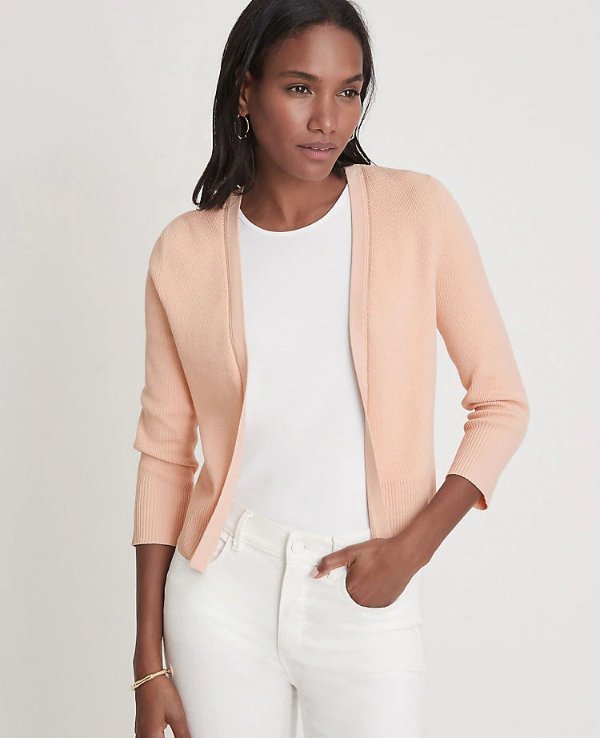 Pointelle Cropped Open Cardigan | Ann Taylor