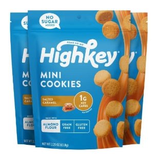 HighKey Salted Caramel Cookies - 3 Pack Keto Snacks, Low Carb Foods, 6.75oz