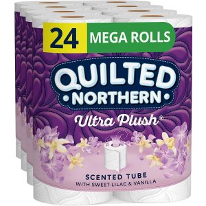 Quilted Northern Ultra Plush Toilet Paper with Sweet Lilac & Vanilla Scented Tube, 24 Mega Rolls