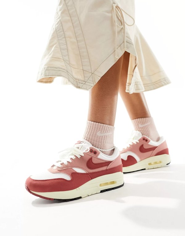Air Max 1 sneakers in red and coconut milk