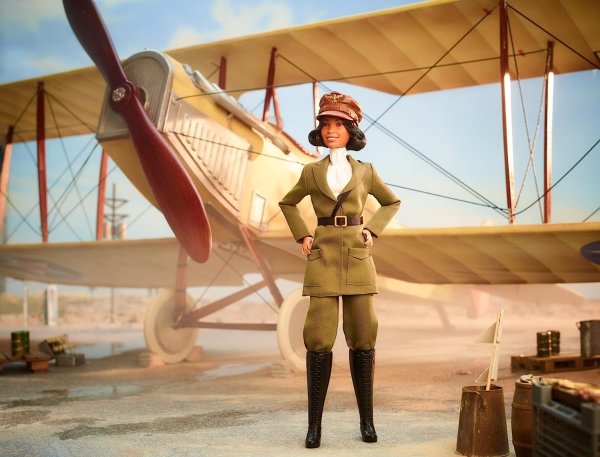 Inspiring Women Doll, Bessie Coleman Collectible Dressed in Aviator Suit with Helmet and Goggles