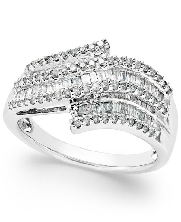 Diamond Wave Right Hand Ring (1/2 ct. t.w.) in Sterling Silver