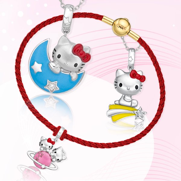 Hello Kitty Into The Space Silver and Diamond Charm or Pendant