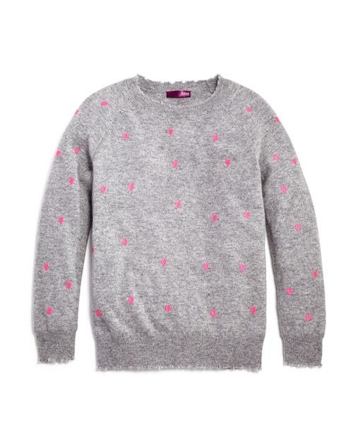 Girls' Cashmere Embroidered Heart-Print Sweater, Big Kid - 100% Exclusive
