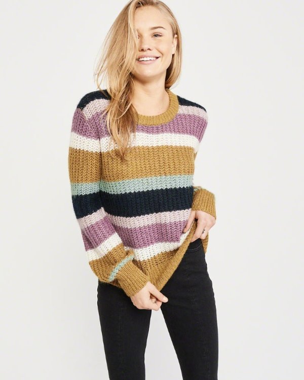 Womens Lofty Puff Sleeve Crew Sweater | Womens | Abercrombie.com