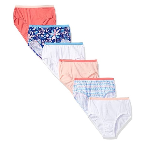 Hanes Girls' 100% Cotton Tagless Brief Panties