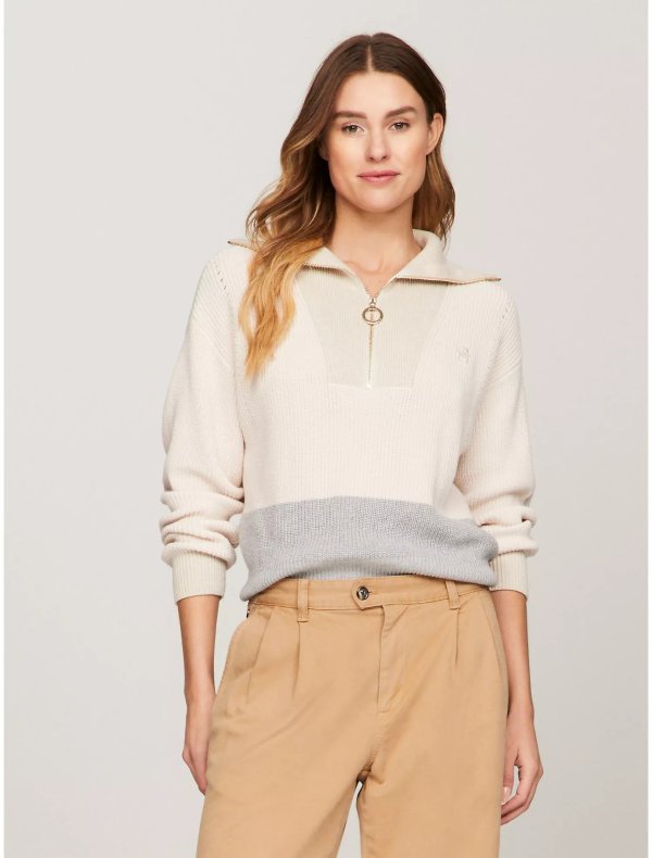 Colorblock Half-Zip Sweater