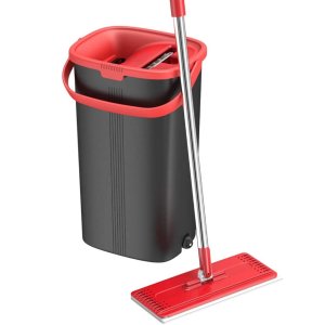 TETHYS Flat Floor Mop and Bucket Set for Professional Home Floor Cleaning System