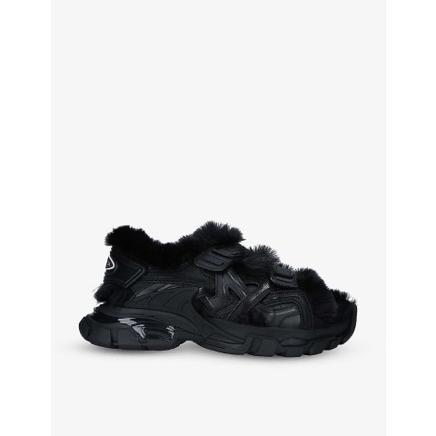 BalenciagaTrack faux-fur, rubber and neoprene sandals