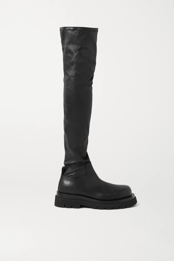 Black Rubber-trimmed leather over-the-knee boots | Bottega Veneta | NET-A-PORTER