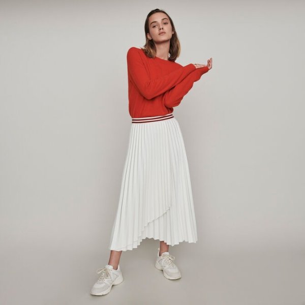 119JOULI PLEATED SKIRT WITH CONTRASTING STRIPES