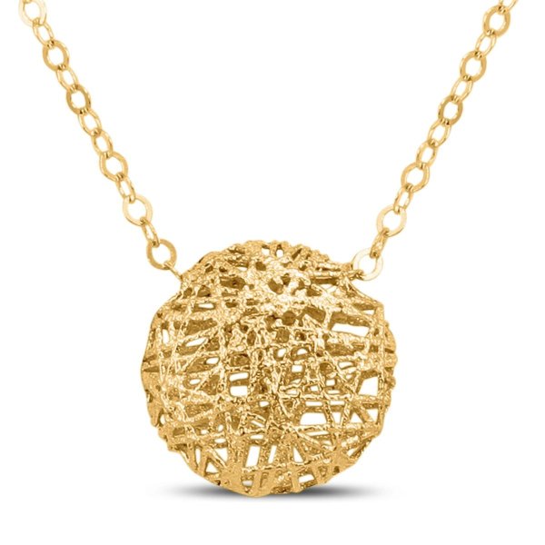 14K Yellow Gold Puff Circle Necklace