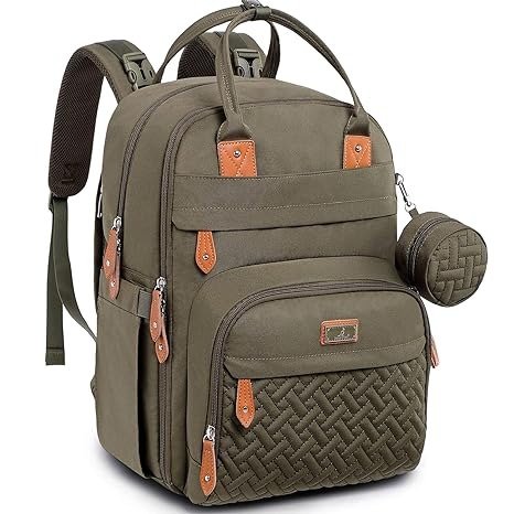 Diaper Bag Backpack - Baby Essentials Travel Tote - Multi function Waterproof Diaper Bag, Travel Essentials with Changing Pad, Stroller Straps & Pacifier Case - Unisex, Army Green