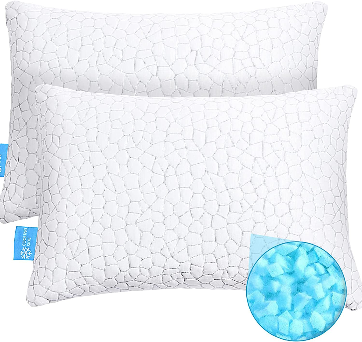 双支枕头，碎记忆棉填充，可调节高度枕头，凉感面料