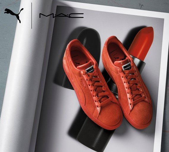 PUMA x MAC 联名款珊瑚色运动鞋