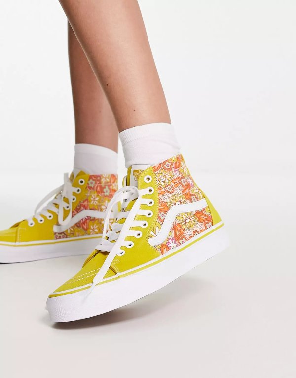 UA SK8-Hi Tapered floral print sneakers in yellow