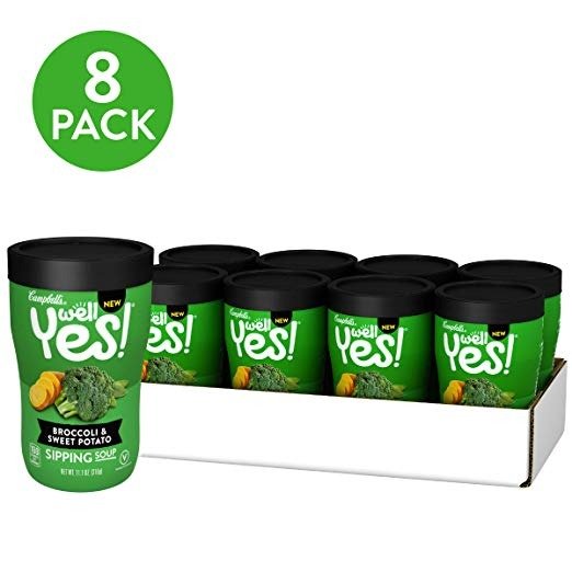 Well Yes! Sipping Soup, Vegetable Soup On The Go, Broccoli & Sweet Potato, 11.1 oz. Cup (Pack of 8)