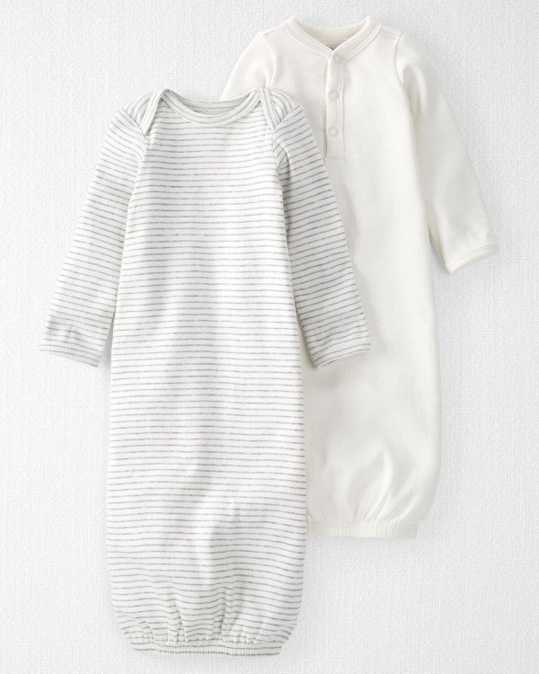 2-Pack Organic Cotton Rib Sleeper Gowns