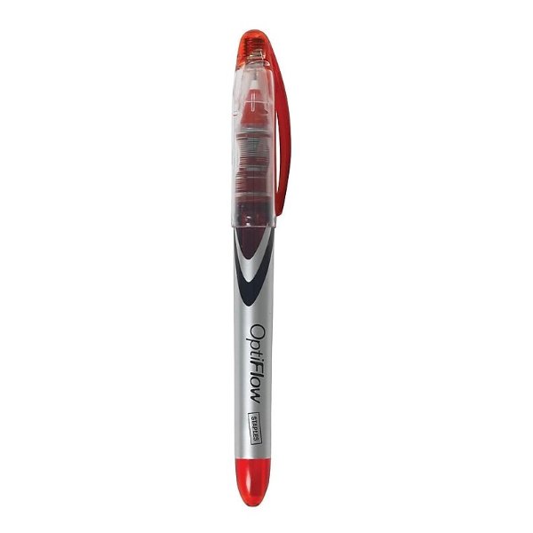 OptiFlow Rollerball Pens, Fine Point, Red Ink, Dozen